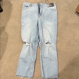 Express NWT Light Blue Ripped curvy mom Jeans